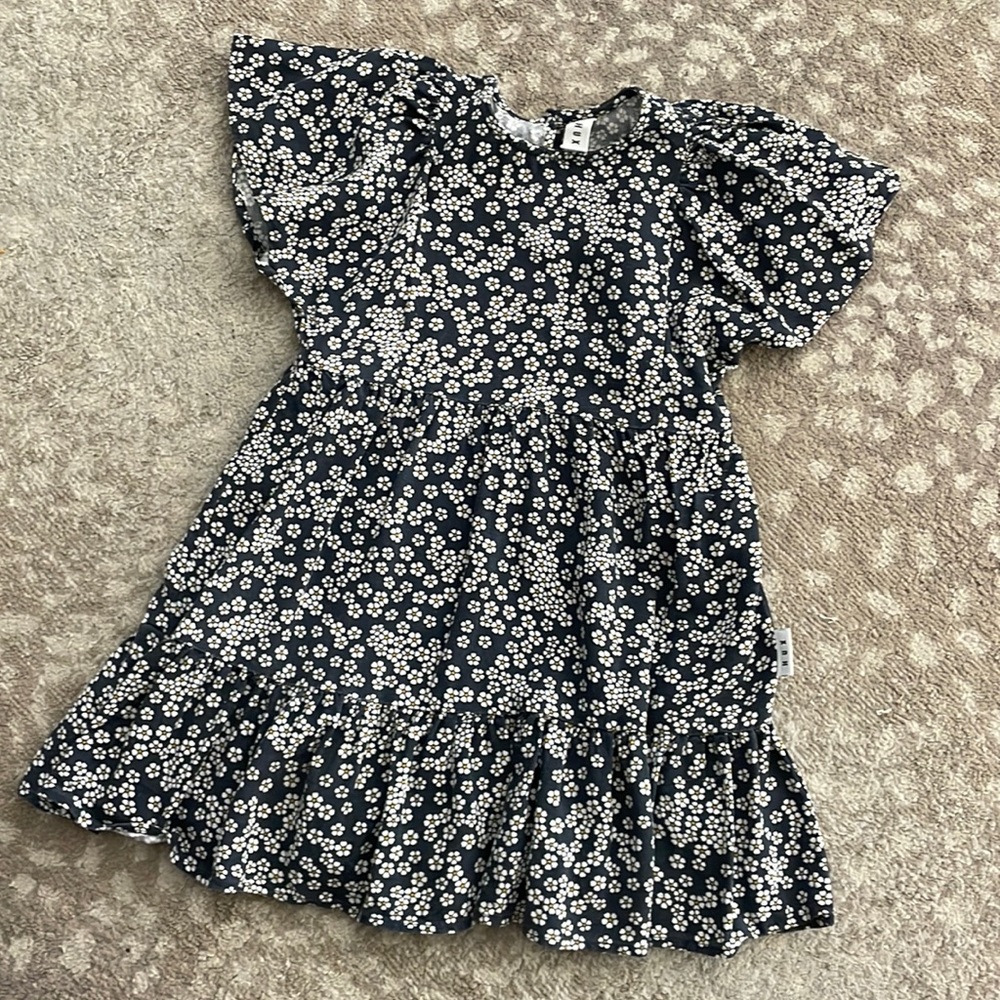 HUXBABY Girls 3T & 5T floral flutter sleeve dress